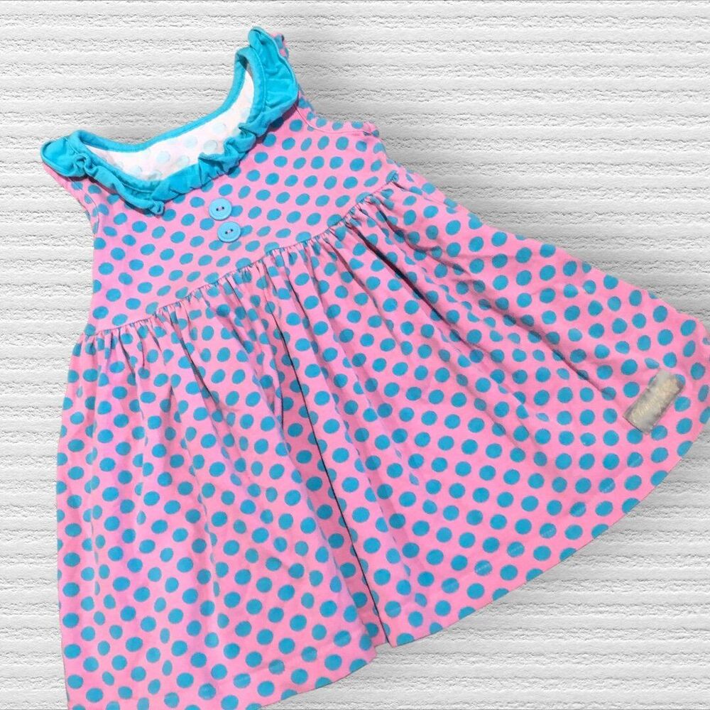 Eleanor Rose Blue & Pink Mimi Polka Dot Twirl Dress 3/4
